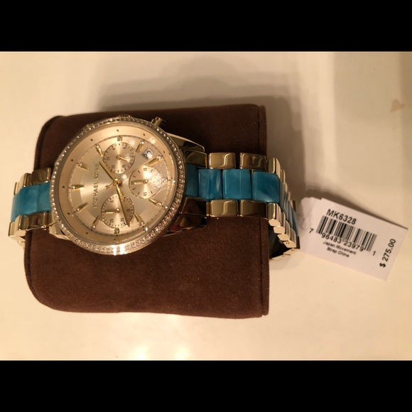 Michael Kors Gold watch with turquoise and diamond